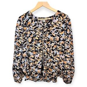 EUC Zac & Rachel Abstract Print Blouse - Black, Tan, White